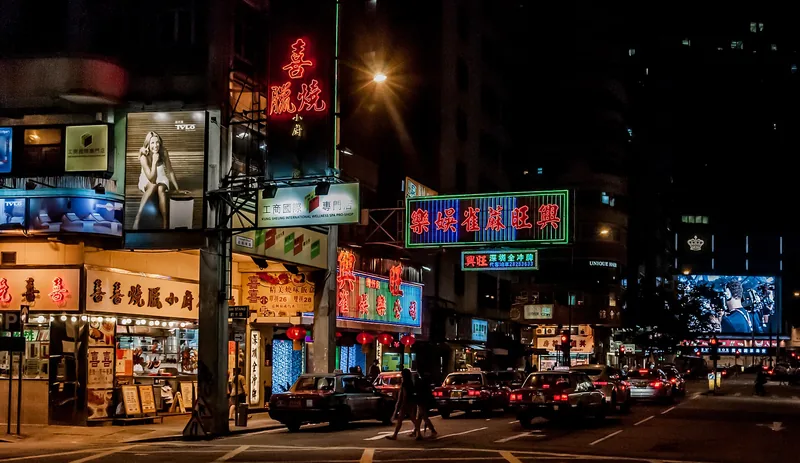 Stewart Road seen from Jaffe Road in Wan Chai at night